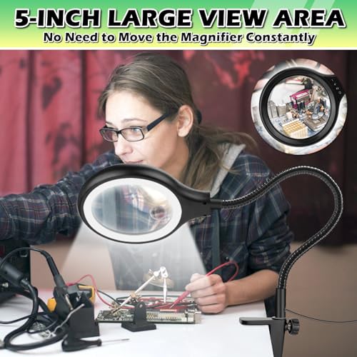 Nzqxjxz NZV46240422LDFDJ02 10X 30X Large Floor Magnifying Glass With Light And Stand,36 Led Flexible Gooseneck Floor Magnifying Lamp,Clip thumb #1