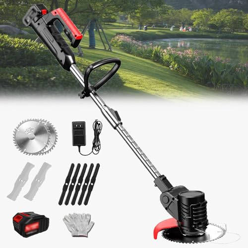 YLANMEI Cortacésped eléctrico, cortacésped doméstico pequeño, cortacésped Recargable, batería de Litio, Herramienta agrícola multifunción con batería 24V/2.0Ah
