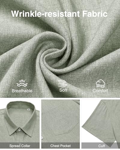 J.VER Mens Linen Shirts Short Sleeve Summer Beach Holiday Regular Fit Casual Button Down Shirt - Image 6
