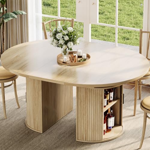 Garvee 63 Extendable Round Dining Table Expandable Kitchen Table for 4-6