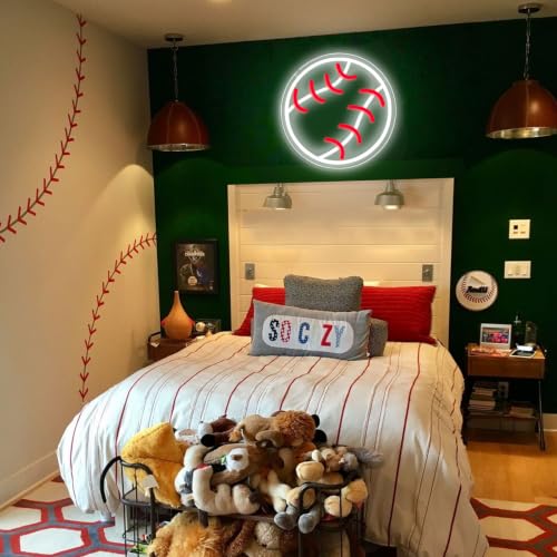 Image of Baseball Neon Lights Dimmable Sport LED Signs Wall Decor for Living Room Bedroom Man Cave Home College Club Shop Birthday Party Gift Art for Kids Fans-12.2 x 12.2IN-USB Powered-Acrylic