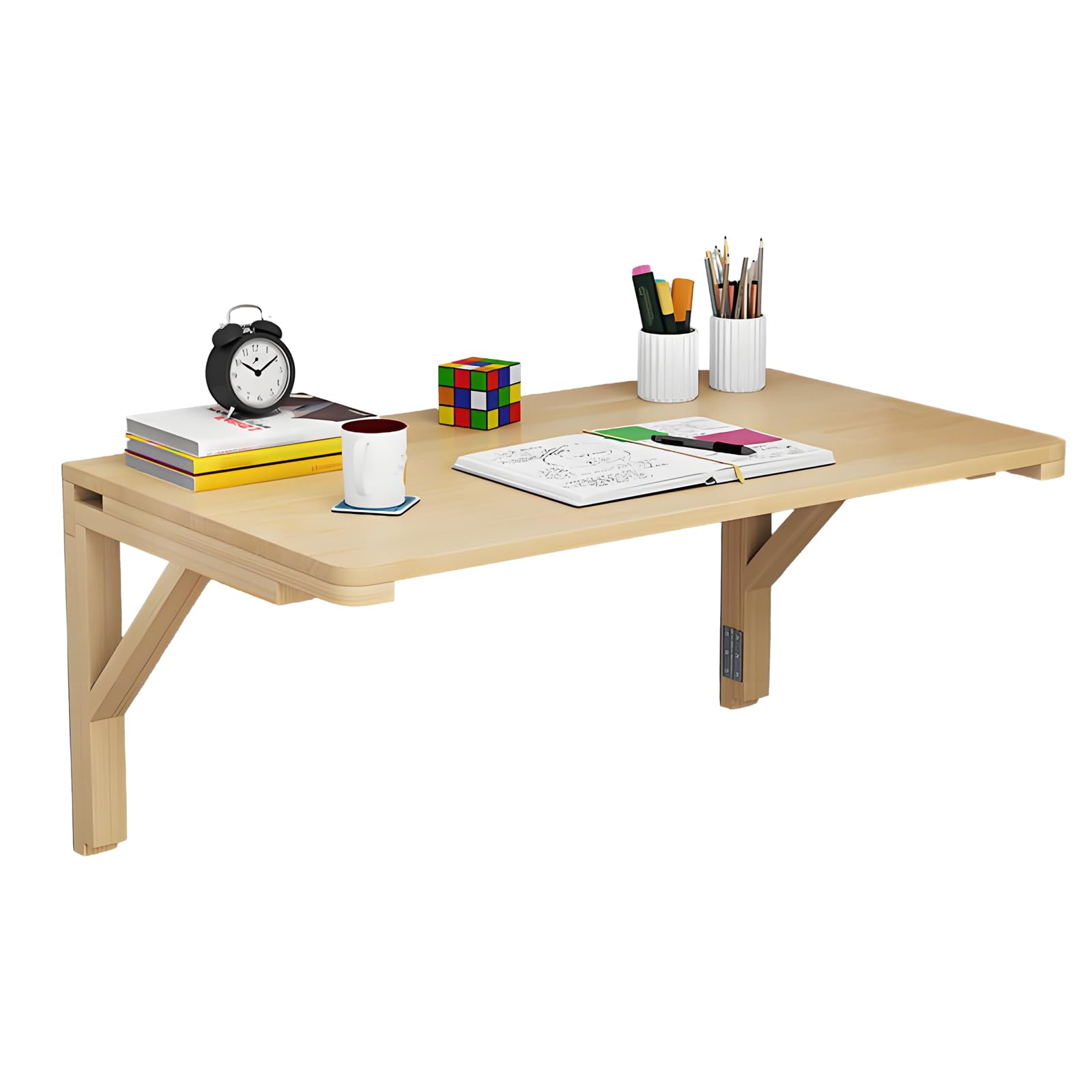 Table pliante murale bois massif rabattable gain de place maison