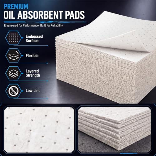 Image of Hoolerry 100 Pcs Oil Absorbent Pad for Spill, 16 x 18 Inch, White