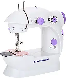 Mini Máquina De Costura Portátil Bivolt Com Pedal Lanmax