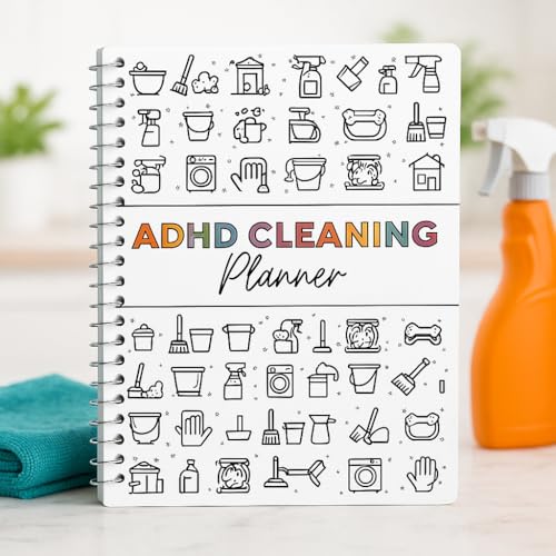 ADHD Cleaning Planner Spiral Bound Notebook | Household Cleaning Schedule and Checklist Organiser | Daily Weekly Monthly Chore Chart Book for Home, Family Tasks, Housework Routine and Organisation
