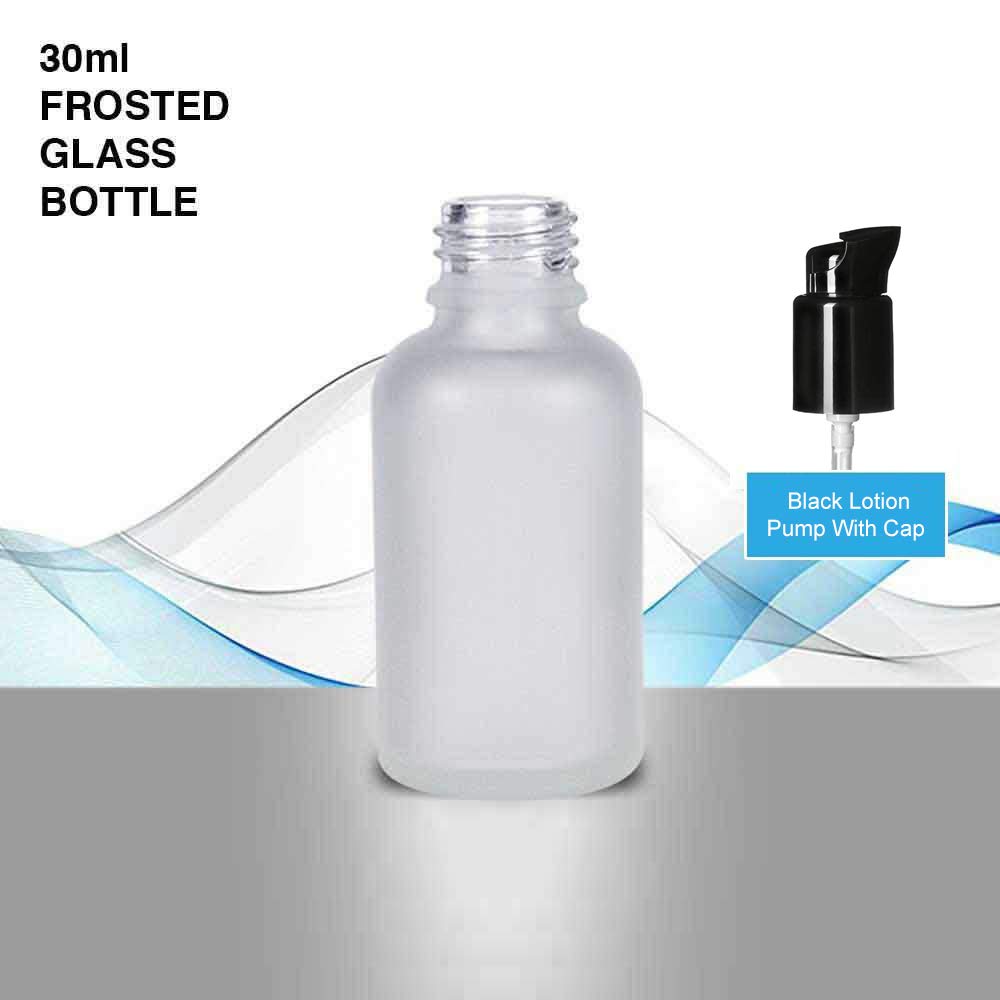 Devinez Multipurpose Frosted Round Glass Bottle, 30 ml with Lotion Pump & Cap (Pack of 6), for Beauty, Essential Oils, Blends, Skin Care, Travel, Toners, Cosmetic & DIY 2