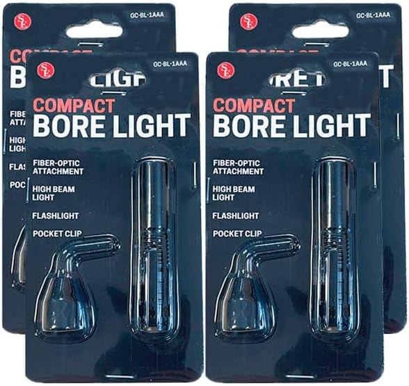 Sluice Monkey Paquete de 4 luces compactas de fibra óptica y linterna con clip para pistola de inspección limpia
