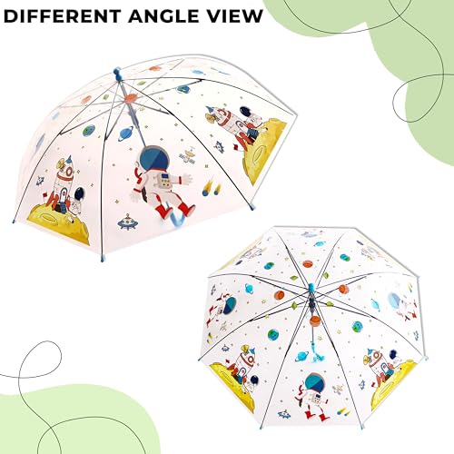 Image of Kraptick Transparent Printed Umbrella for Kids, Stylish & Cute Child Safe Umbrella for Rain, Automatic Water-Proof Umbrellas for Children's /Boys /Girls /Kids (MFP /1112-V)