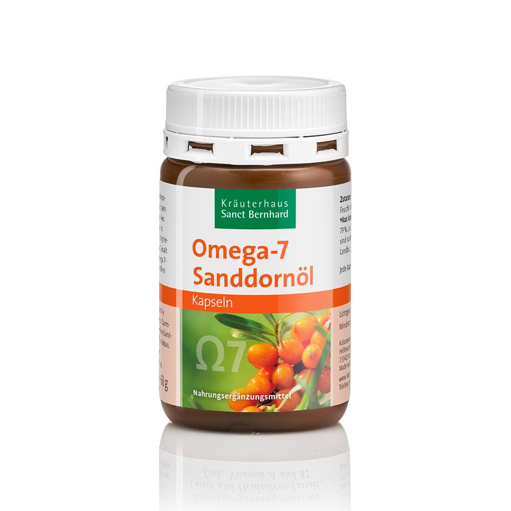 Sanct Bernhard Omega Fettsäuren Sanddornöl-Kapseln mit Sanddornöl aus biologischem Anbau 100 Kapseln