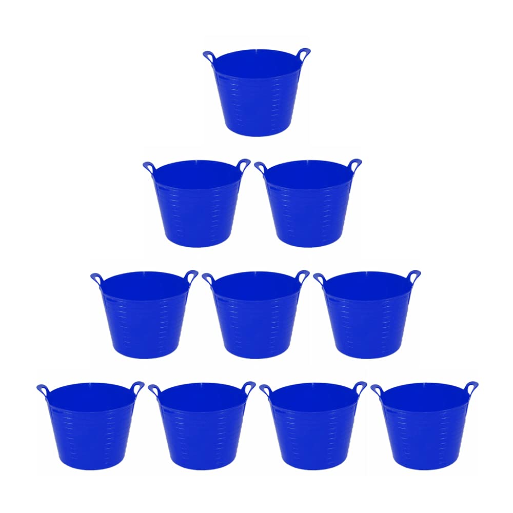 Set of 10-42L Litre Large Flexi Tub Garden Home Flexible Colour Storage Container Bucket Polyethylene Flexi Tub- MADE IN U.K (Blue)