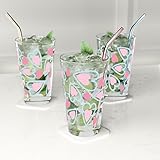 Moonlight4225 Hearts Pint Glass, Love and Hearts Pint Glasses, 16oz Printed Full Wrap Pint Glass (2-Pack Blue Pink Hearts)