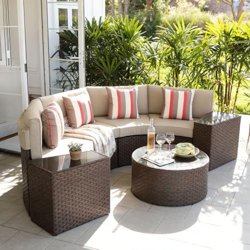 SUNSITT Outdoor 7-Piece Half-Moon Sectional Furniture...