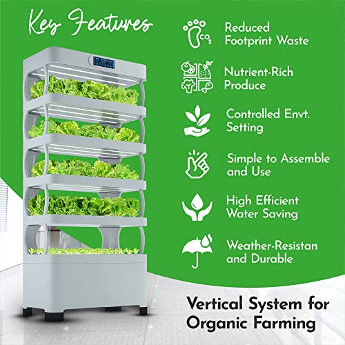 Nutraponics Hydroponics System for Herbs, Fruits, & Vegetables – Hydroponic Growing System with Automated LED Grow Lights – Vertical Farming for Indoor Tower Garden (72 Planters and 82 Seeding Sites)