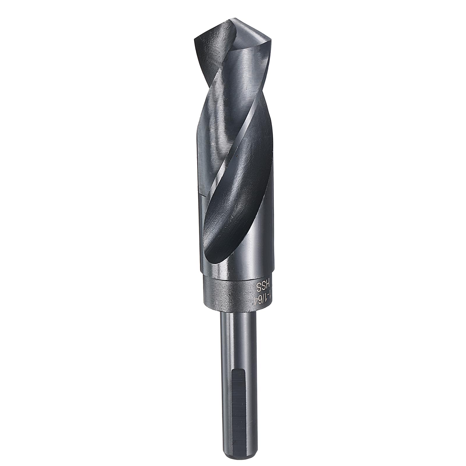 HARFINGTON 1-1/64" Drill Bit 1/2" Reduced Shank 3-Flat 4241 High Speed Steel Nitriding Black 118° for Soft Materials Wood Plastic Iron Copper Aluminum