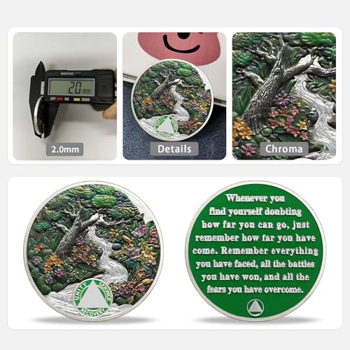 Image of Imasoner 4 Month Sobriety Coin, Four Seasons Spring AA Chip Medallion | Daily Recovery Reminder Token with Inspirational Quote, Clean Time Sober Gift for Alcoholics Anonymous Members Men & Women