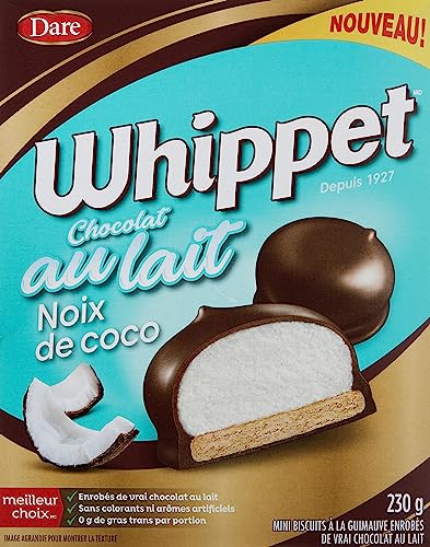 Whippet Milk Chocolate Coconut - Classic Quebec Treat with a Chewy Coconut Marshmallow Centre and...