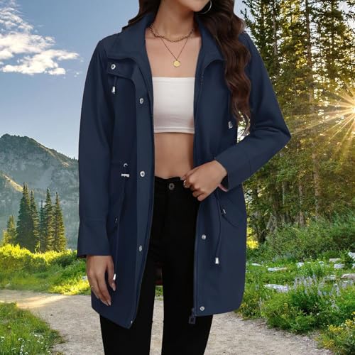 Chaqueta impermeable mujer con capucha parka de invierno cortavientos 4