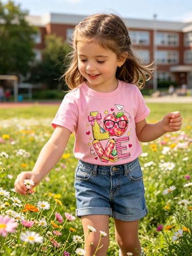 Image of Funnycokid Little Girls T Shirt for Toddler 3-7 Years Kids Tee Graphic Short Sleeve Clothes Tops
