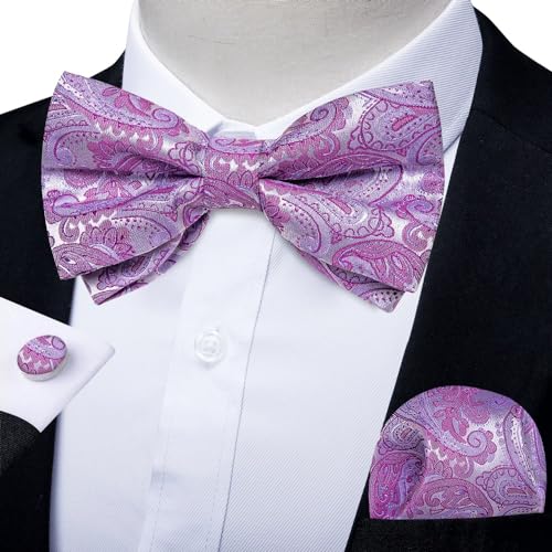 Corbata de moño paisley de seda para hombre miniatura 2
