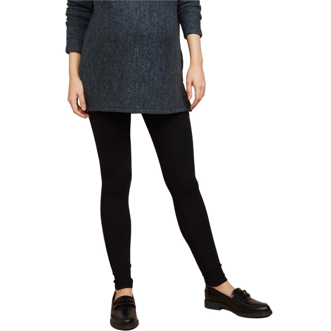 Motherhood Maternity Women's Full Length French Terry Secret Fit Over The Belly Pregnancy Legging Small Black