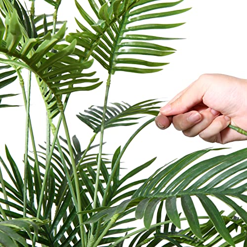 Soguyi Artificial Palm Tree 28 Inch Tall Fake Palm Tree Plants In Pot, Artificial Plant For Home Decor Indoor, Come With Woven Seagrass Belly Basket Faux Tropical Plant Perfect Housewarming Gift #TOP2