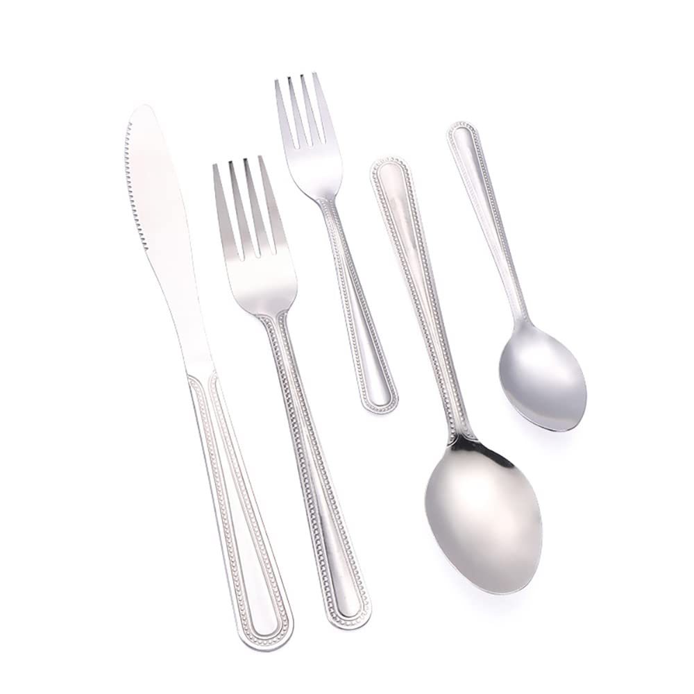 Juego de cubiertos, juego de cubiertos de acero inoxidable, plástico transparente, juego de cuchara, cuchillo y tenedor, juego de cubiertos retro de 50 piezas, cubiertos de cocina, vajilla principal d
