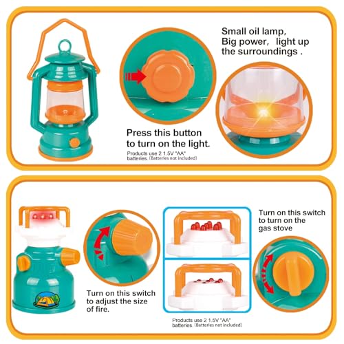 FUN LITTLE TOYS Pop Up Play Tent with Camping Gear and Tools Set, Outdoor Toys for Kids - Image 6