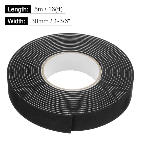 Image of uxcell 2pcs Rolls Single Sided Foam Tape Removeable EVA Sponge Mounting Tape Strong Adhesive Tape Strips(Black, 16ft x 1 3 /16 inch x 1 /8 inch) for Home Paint Wall Hanging Poster Decor