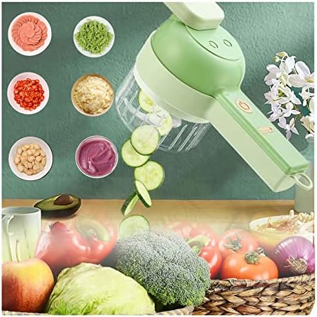 4 in 1 Handheld Electric Vegetable Cutter Set Electric Vegetable Cutter Set Vegetable Chopper, Food Processor for Garlic Pepper Chili Onion Celery Ginger Meat with Brush