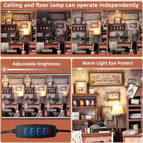 Book Nook Kit - 3D Wooden Puzzle with LED Switch Control & Wall-Mountable Frame,DIY Miniature House for Beginners,Bookshelf/Tabletop/Wall Decor for Craft Lovers,Dollhouse Gift (Lily Sewing Shop) - image 6