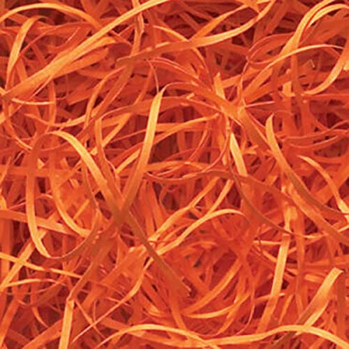 LUXURY COLOURED KRAFT SHREDDED PAPER-HAMPER PACKAGING GIFT BOX VOID FILLER (ORANGE, 300 gram)