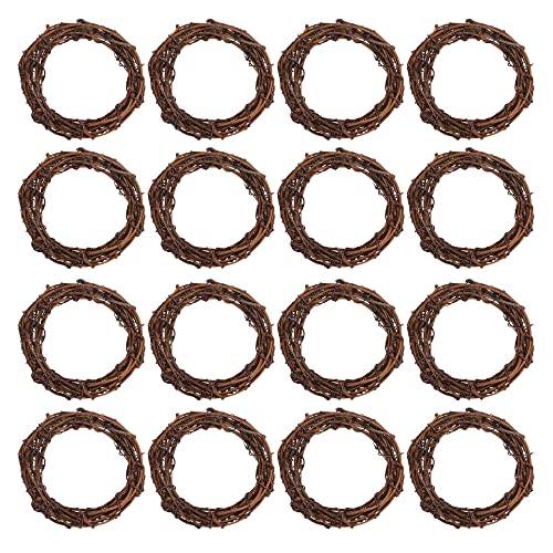 Grapevine Wreath Set, Marrywindix 16 Pieces Natural Vine Branch Wreath Christmas DIY Rattan Wreath Garland for Christmas Holiday Craft Wedding Decor (3 in.)