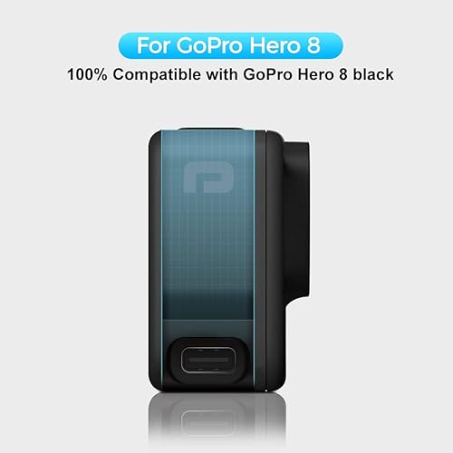 Miniatura 2 de Puerta lateral de repuesto para GoPro Hero 8 Negro, USB Pass a través de la cubierta de batería de carga extraíble tipo C, adaptador de puerto de