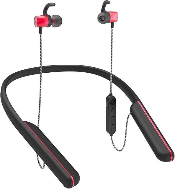 PHIRADI Wireless Earbuds Neckband Bluetooth Neckband Headset Built-in Noise Cancelling Microphone,90 Hours Playtime Long Battery Life Neck Headphones for Exercise.Audio Books,Video Conference