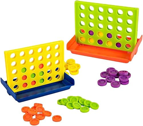 Gamie Juego de 4 en fila (juego de 4) – Juegos de alineación de cuatro clavijas en una fila con tablero plegable y 30 piezas cada una, juegos