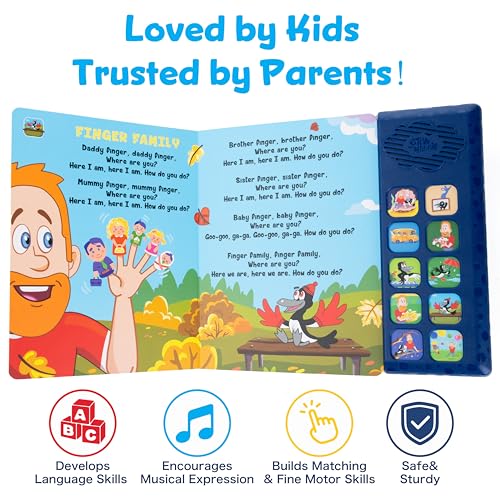 Image of Steve and Maggie Sound Book - 10 Button Interactive Nursery Rhymes, Musical Books for Toddlers 1-3, Talking Books for Kids, Sing Along Baby Music Book, Learning & Education Gift for Boys & Girls