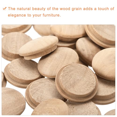 Image of uxcell Wood Plugs, 50Pcs 25 x 20 mm - Beech Wood Button Top Plugs, Screw Hole Covers, Decorative Wooden Cover for Stair Chair Craft Furniture Woodworking