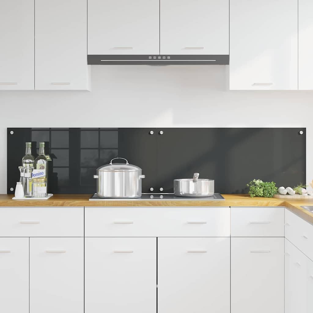 Solivagant Küchenrückwand 2 pcs Dunkelgrau 90 x 40 cm Gehärtetes Glas, Küche Esszimmer,Küchenhelfer -utensilien, 12.1 kg-3415464