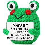 LEJIAJINW Teacher Appreciation Gifts for Teachers, Cute Crochet Frog with Encouragement Message, Thank You Gifts for Teacher End of Year Classroom - Thank You for Making a Difference
