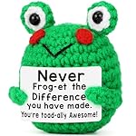 Thank You Teacher Appreciation Gifts Women Coworker Employee Retirement Leaving Going Away Farewell Gift Boss Nurse Mentor, Mother's Day for Moms Grandma Wife Sister, Mini Positive Crochet Frog