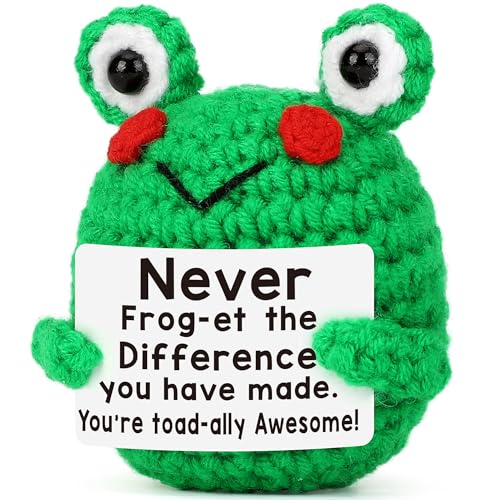 Thank You Teacher Appreciation Gifts Women Coworker Employee Retirement Leaving Going Away Farewell Gift Boss Nurse Mentor, Mother’s Day for Moms Grandma Wife Sister, Mini Positive Crochet Frog