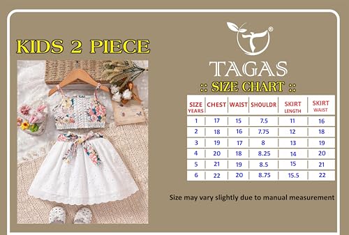 Image of TAGAS Girls Girls Floral Crop Top and White Lace Skirt Set - Summer Sleeveless 2-Piece Outfit with Bow Belt - Casual Party Dress for Kids