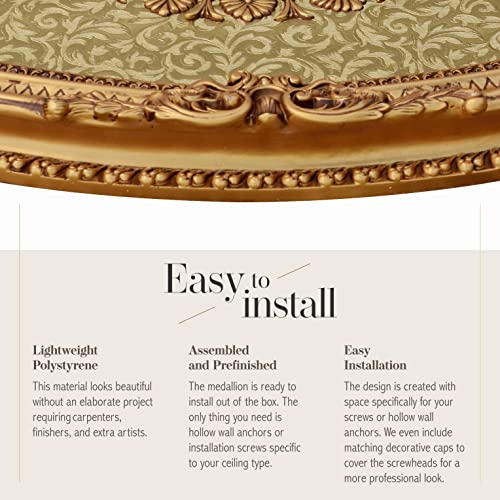 Image of Oval Golden Rocaille Gold Chandelier Ceiling Medallion or Fan Medallion, 43 Inches