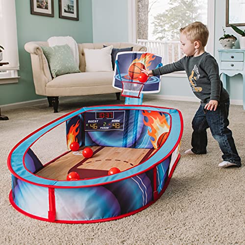 Large Basketball Sport Pop Up Ball Tent with Basketball Hoop and 20 Soft Balls for Toddler Kids - image 2