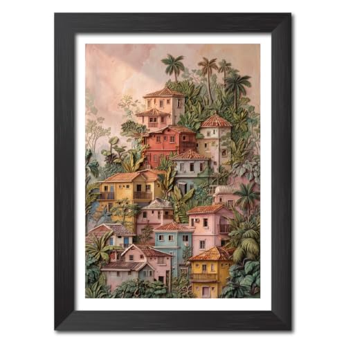 Image of TenorArts Architecture Art 3D Clay Textured Digital Art Print Photo Frame, Modern Art Abstract Painting For Bedroom Living Room Home and Cafe Decor | Minimal Drawing Black Framed Posters for Decoration (9x12 inches) [CL-S10]
