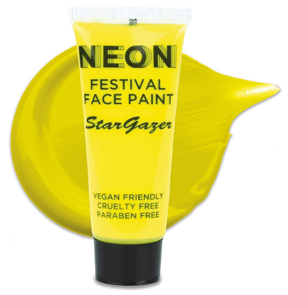 Stargazer Neon UV-Reactive Festival Face and Body Paint, Sweat Proof Vibrant Colour, Yellow