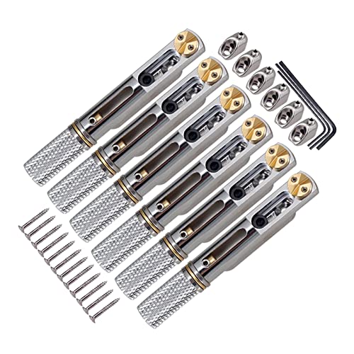Deevoka Metal Headless Guitar Bridge with Nut and Wrench for Guitar Musical Instrument Parts, Argent