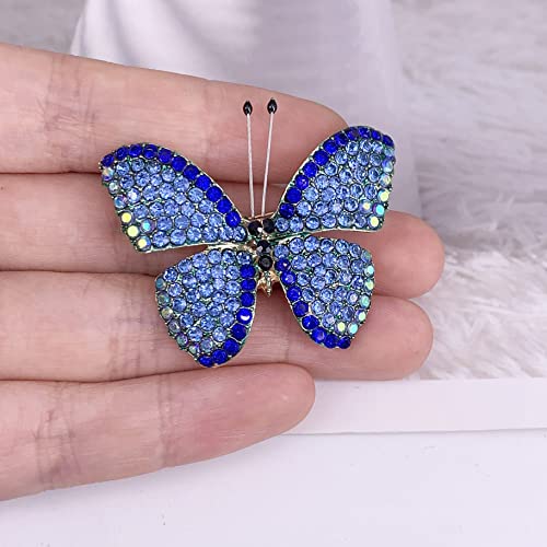 Image of SELOVO Butterfly Crystal Brooch Pin Jewelry Rhinestone Gold Tone