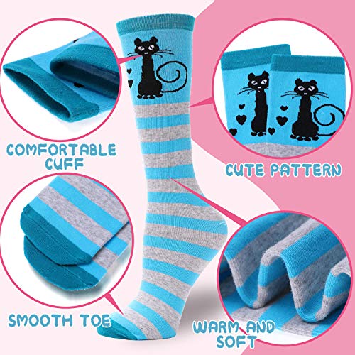 Image of MOGGEI 6 Pairs Kids Girls Knee High Socks Gift Long Crazy Silly Tall Funny Boot Cute Animal Child Fun Socks