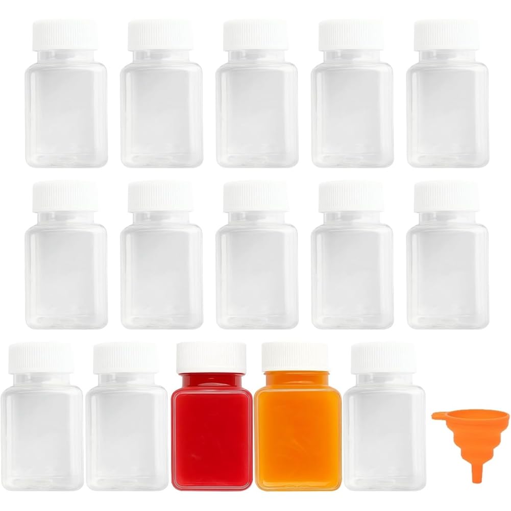 Xnuiasqe White For Filling Transparent Small Plastic Bottles 15Pcs 100 Ml With Lid, Empty Shot Bottles Suitable For Juice Water Smoothie Bottle